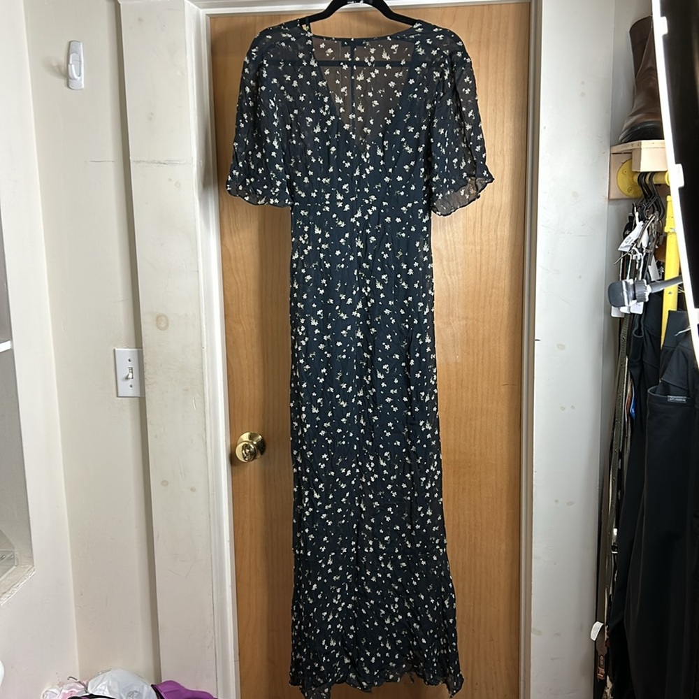 Rag & Bone Navy Sheer Floral Maxi Dress SHELL ONLY - size 4 - Picture 3 of 4